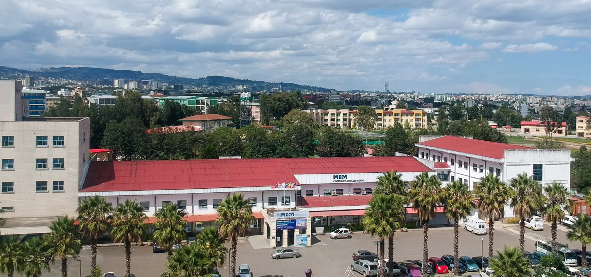 Aerial view of the MCM hospital campus in Gerji